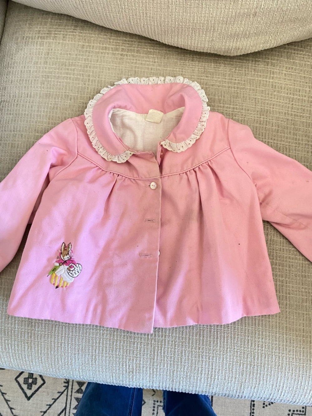 Pink Ruffled Collar Girls' Jacket